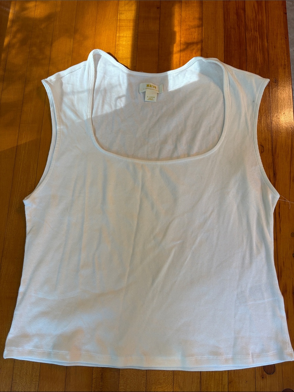 Maeve White Ribbed Square-Neck Tank